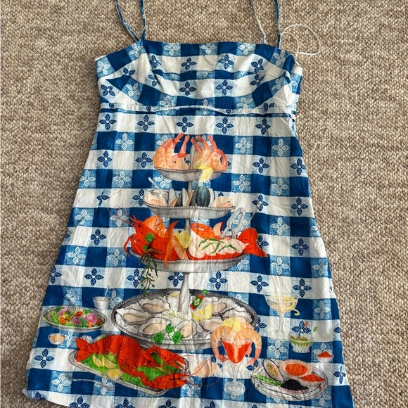 Rachel Antonoff Gwen seafood tower Blue and White Dress - Picture 3 of 7
